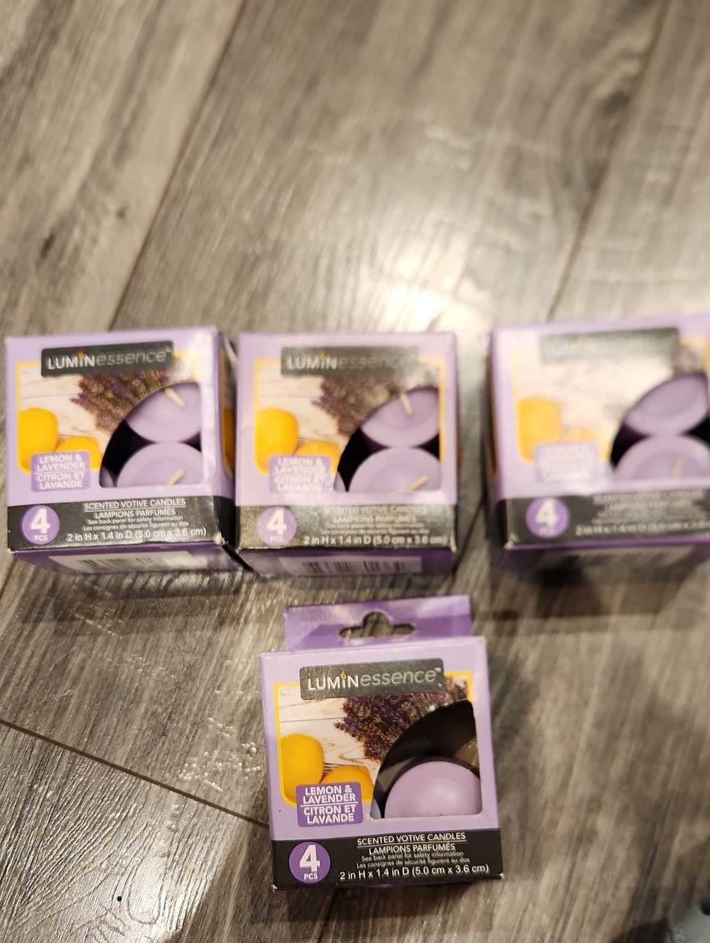 NWT Luminessence 15 Lite Purple Lemon & Lavender Votive Candles 2" H X 1.4" D